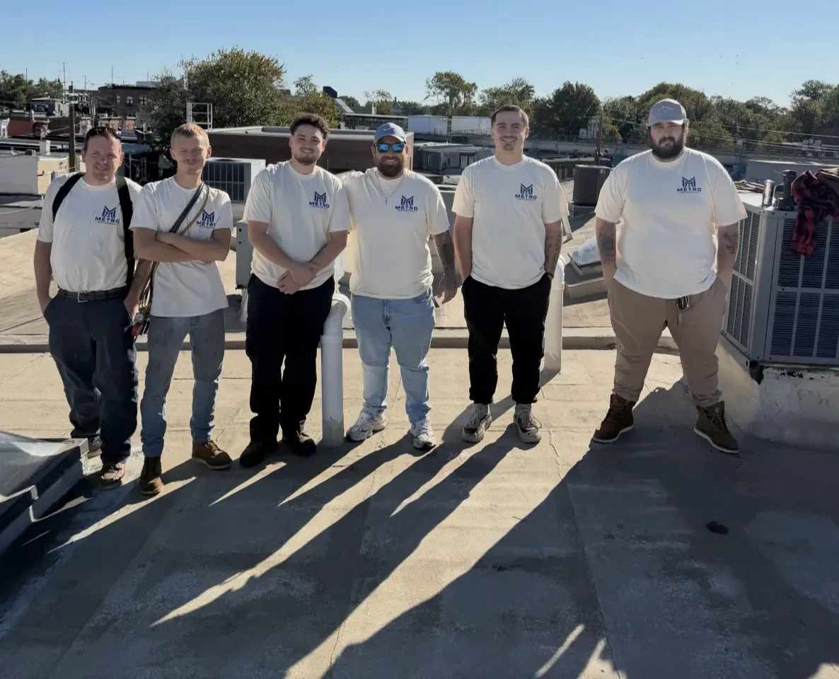 The Metro Mechanical crew on a Philadelphia rooftop